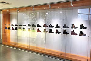 display of shoes at timberland headquarters